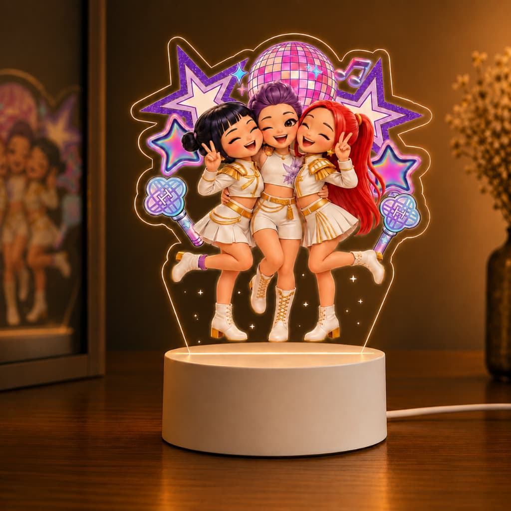 Luminária LED UV de Mesa /Luz Noturna Presente Criativo Decoração  Guerreiras do Kpop desenho infantil