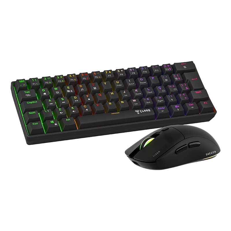 Combo Gamer Teclado Mecânico 60% e Mouse Wireless Clanm Ghost Gear X Duo ABNT2 RGB