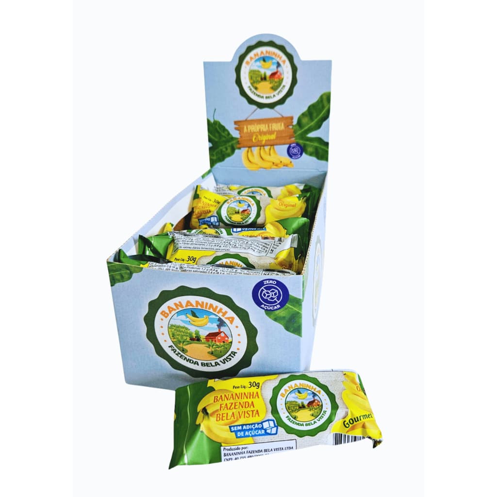Bananinha Zero Açúcar Fazenda Bella Vista Display 20 Unidades 30g Doce De Banana Fit Saudável Sul De Minas