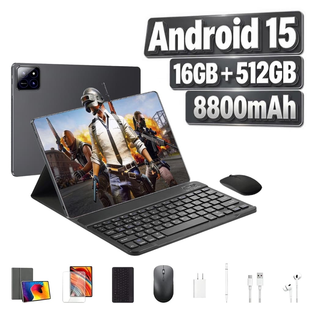 Tablet ZEENO Tela HD 11.6 Polegadas 16GB RAM 512GB Android 15 Bateria 8800mAh Suporte Cartão SIM Wifi