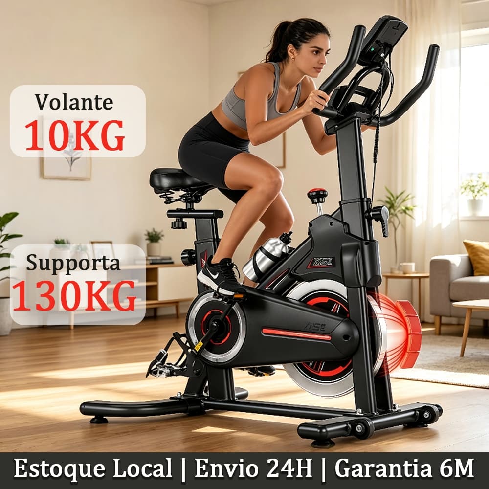 Bicicleta Spinning Ergométrica magnética Sensação de 20Kg de Inércia—até 130KG Ajustável para Treino em Casa