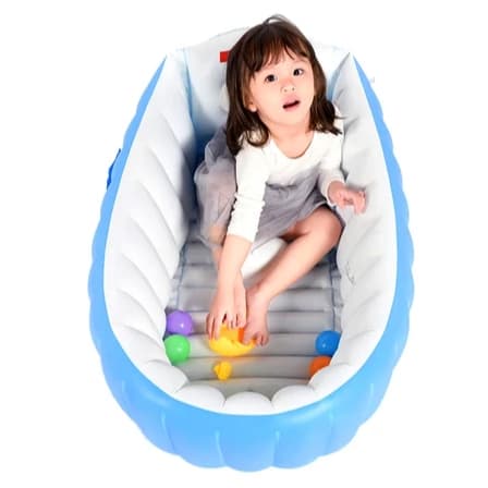 Banheira Infantil Dobrável para Bebê e Criança Portátil Inflável Piscina de Banho Compacta com Bomba de Ar