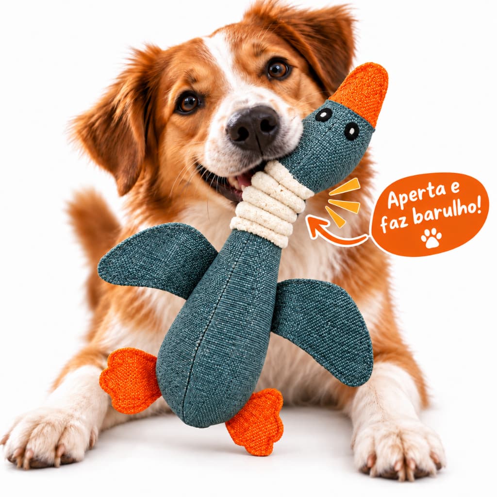 Brinquedo Pelúcia Pato para Cachorro 32cm com Apito – Pato Neck