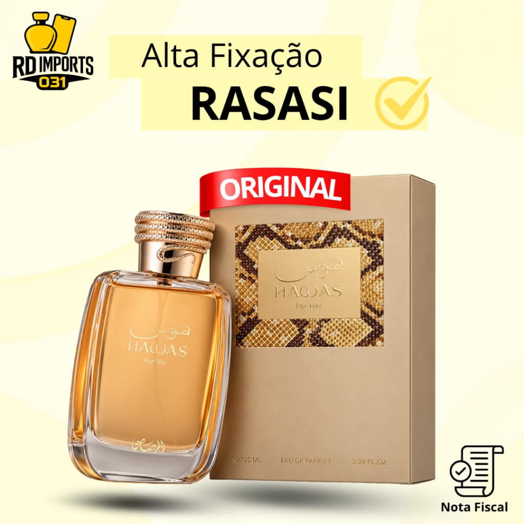 Perfume Árabe Hawas For Her Rasasi Edp Feminino 100ml - Original Importado Lacrado e  Nota Fiscal