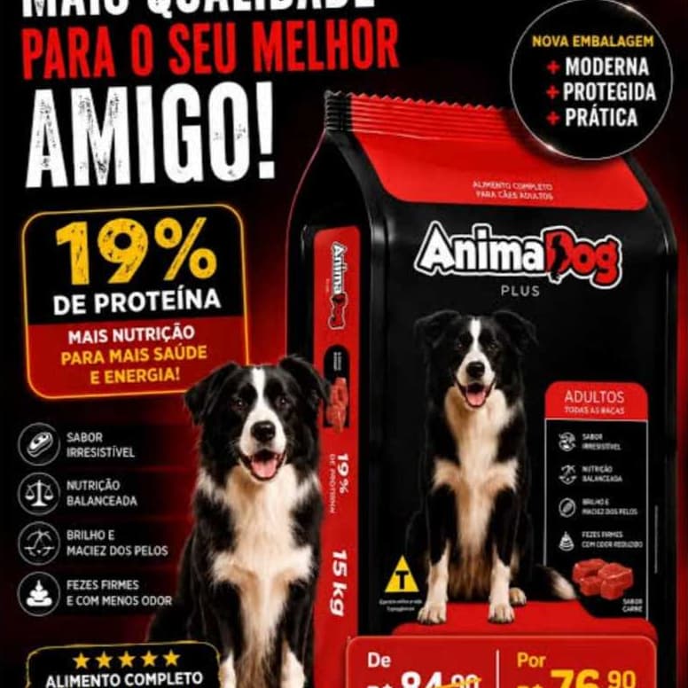Ração para Cachorro AnimaDog 15kg Carne Premium para cães adultos de todas as raças
