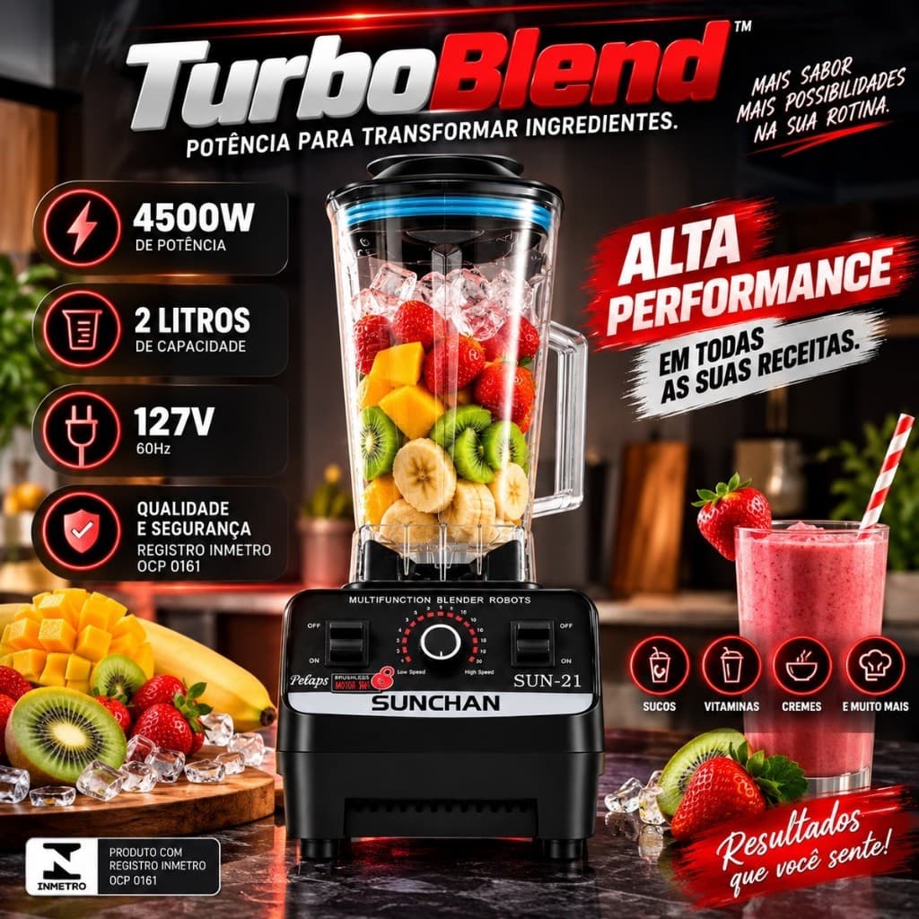 Liquidificador Ultra Potente 4500W 🔥 2 Litros | Envio Rápido | Compre Já!
