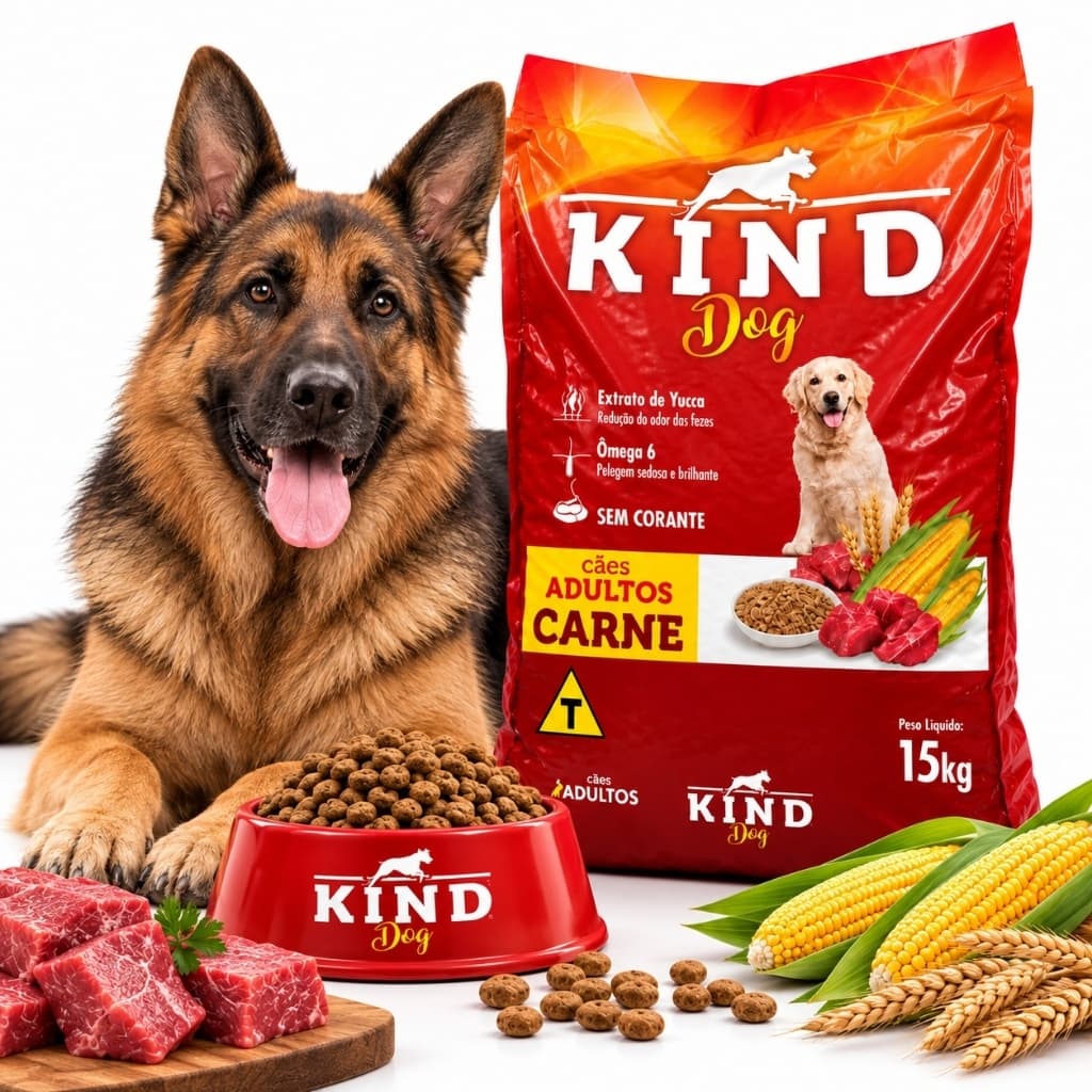 Ração para Cachorro Adulto KIND Dog 15kg Sabor Carne com Ômega 6 e Extrato de Yucca