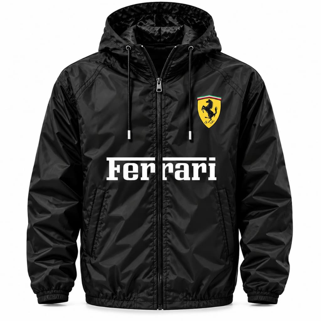 Jaqueta Corta Vento Masculina Impermeável Com Capuz Forrado 100% Poliéster Leve Esportiva Motorsport Racing