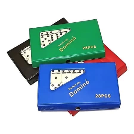 Dominó Profissional De Osso Jogo Com 28 Peças 10 MM  Resistente Qualidade Ótima Estojo Maleta Cores Oferta Jogo Familia