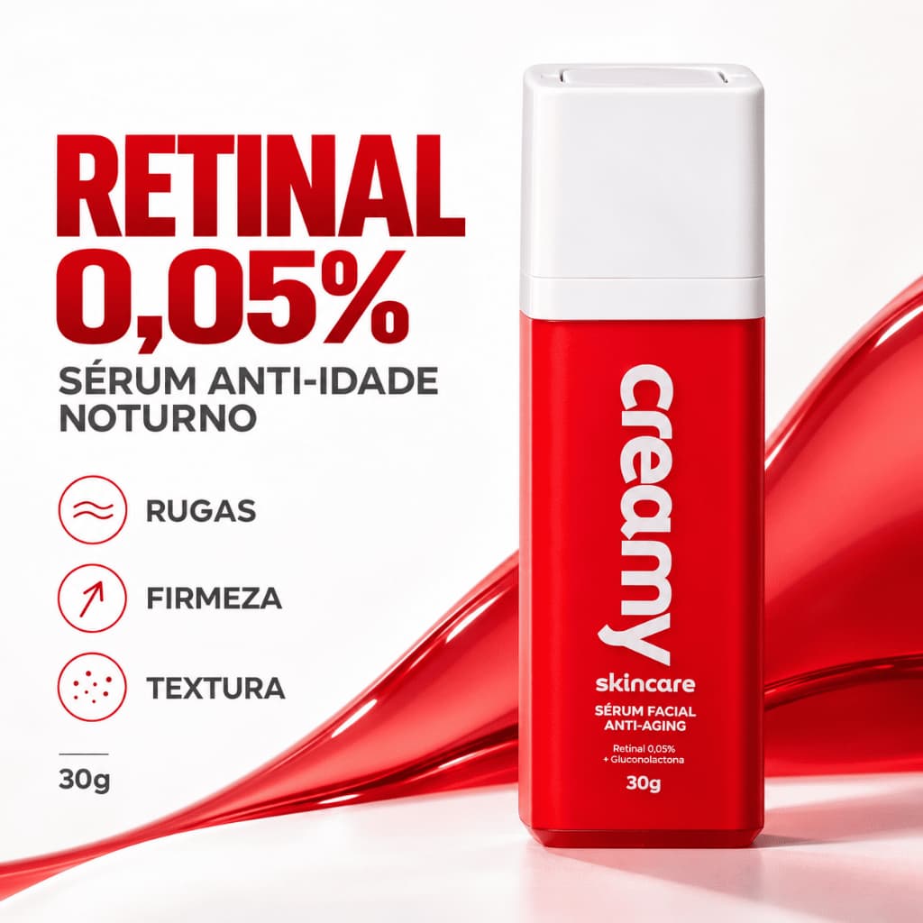 Sérum Retinal Anti Idade 30g Creamy Retinaldeído 0,05% Anti Aging Noturno