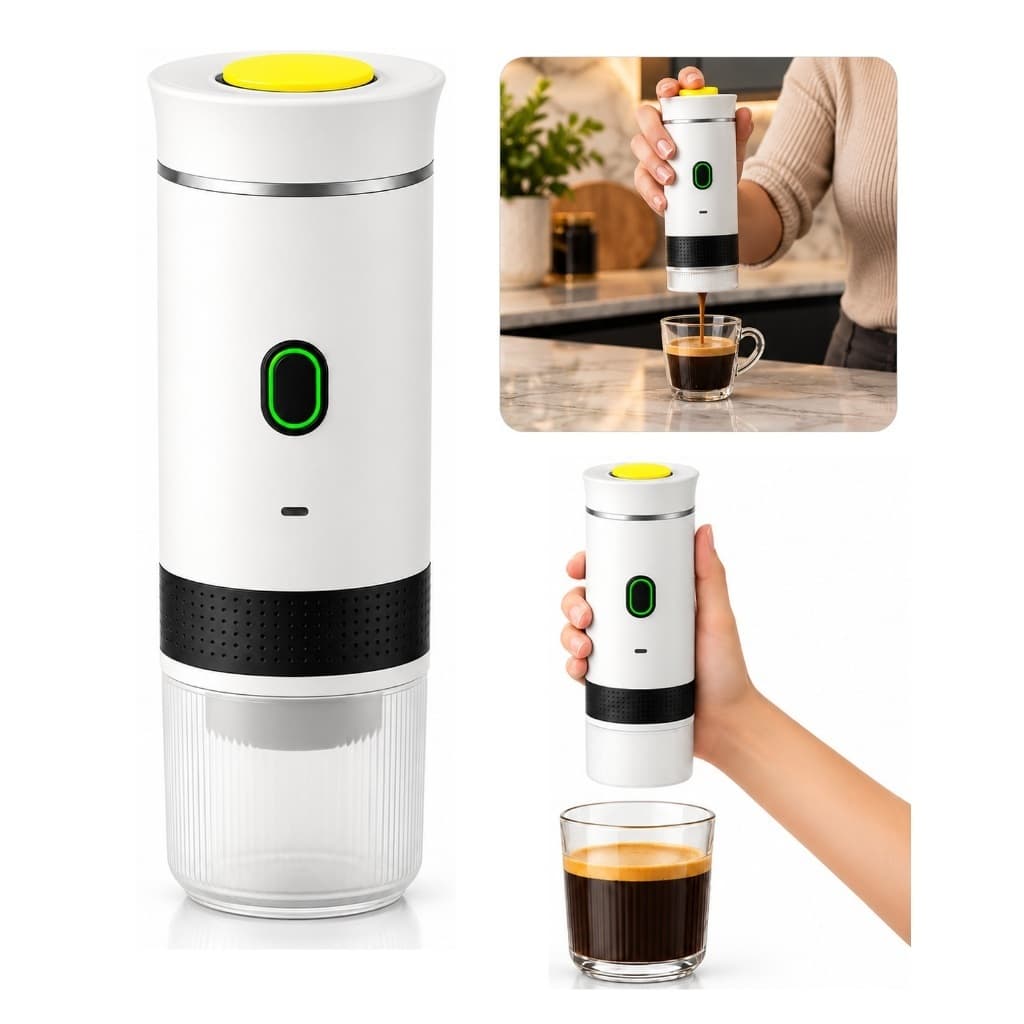 Cafeteira Expresso Portátil 3 em 1 Recarregável Tipo C Branca 60ml com Copo 120ml DECO KFJN-02