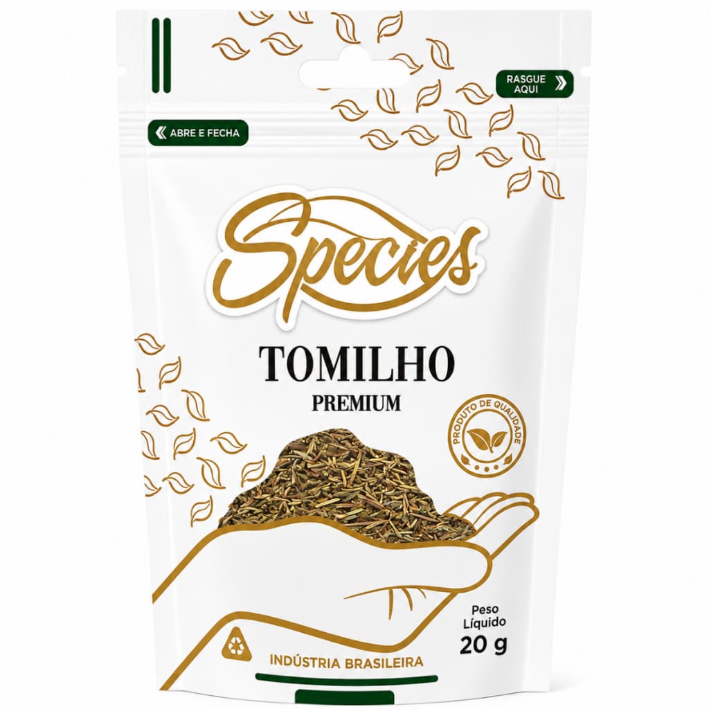 Tomilho Premium 20g Sachê Zip Lock – Tempero Natural, Ervas Finas, Condimento Gourmet Species