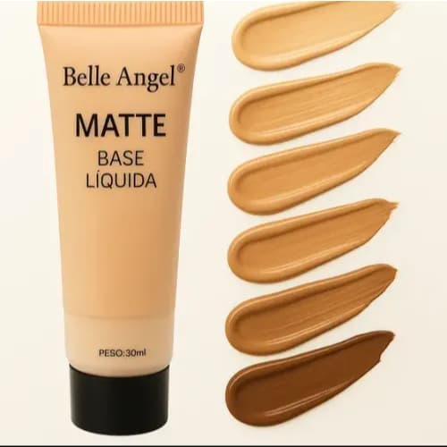 Base Liquida Matte Belle Angel 30ml - Alta Cobertura, Efeito Porcelana, Secagem Rápida