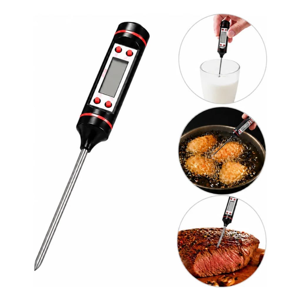 Termometro Culinário Digital Cozinha Alta Precisao Espeto Churrasco Para Alimentos Inox Profissional Laser Infravermelho