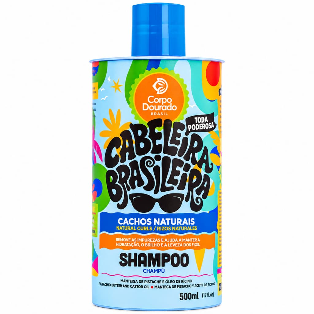 Shampoo Cachos Naturais Hidratante 500ml | Corpo Dourado Cabeleira Brasileira