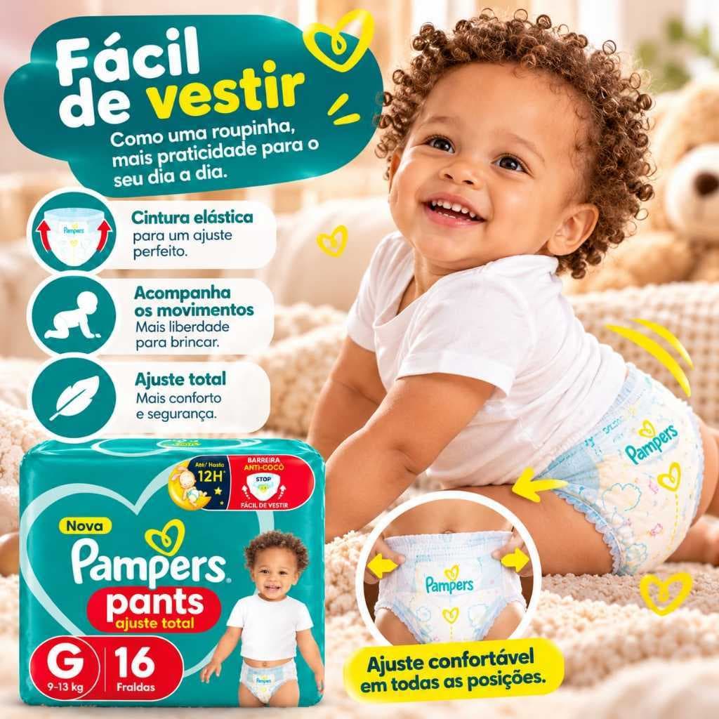 Fralda Pampers Pants G 16 Unidades Fralda Descartável Tipo Roupinha Bebê