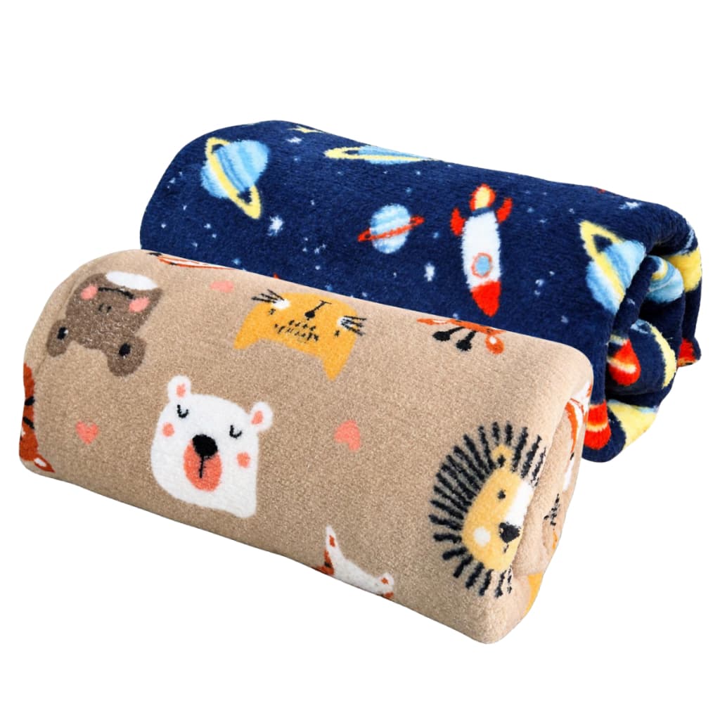 Kit 2 Mantas de Bebê Fleece 70x100cm Mantinhas Macias para Enxoval Infantil