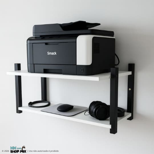 Prateleira De Parede Suporte Impressora Suspenso Branco Home Office Computador Quarto Escritório