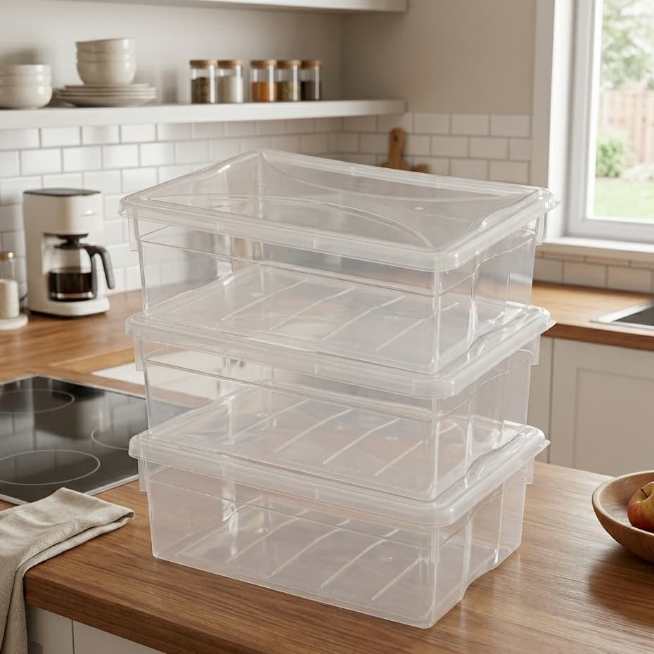Kit 03 Caixas Multiuso 11 Litros com Tampa Organização em Geral, Pets, Alimentos, Freezer