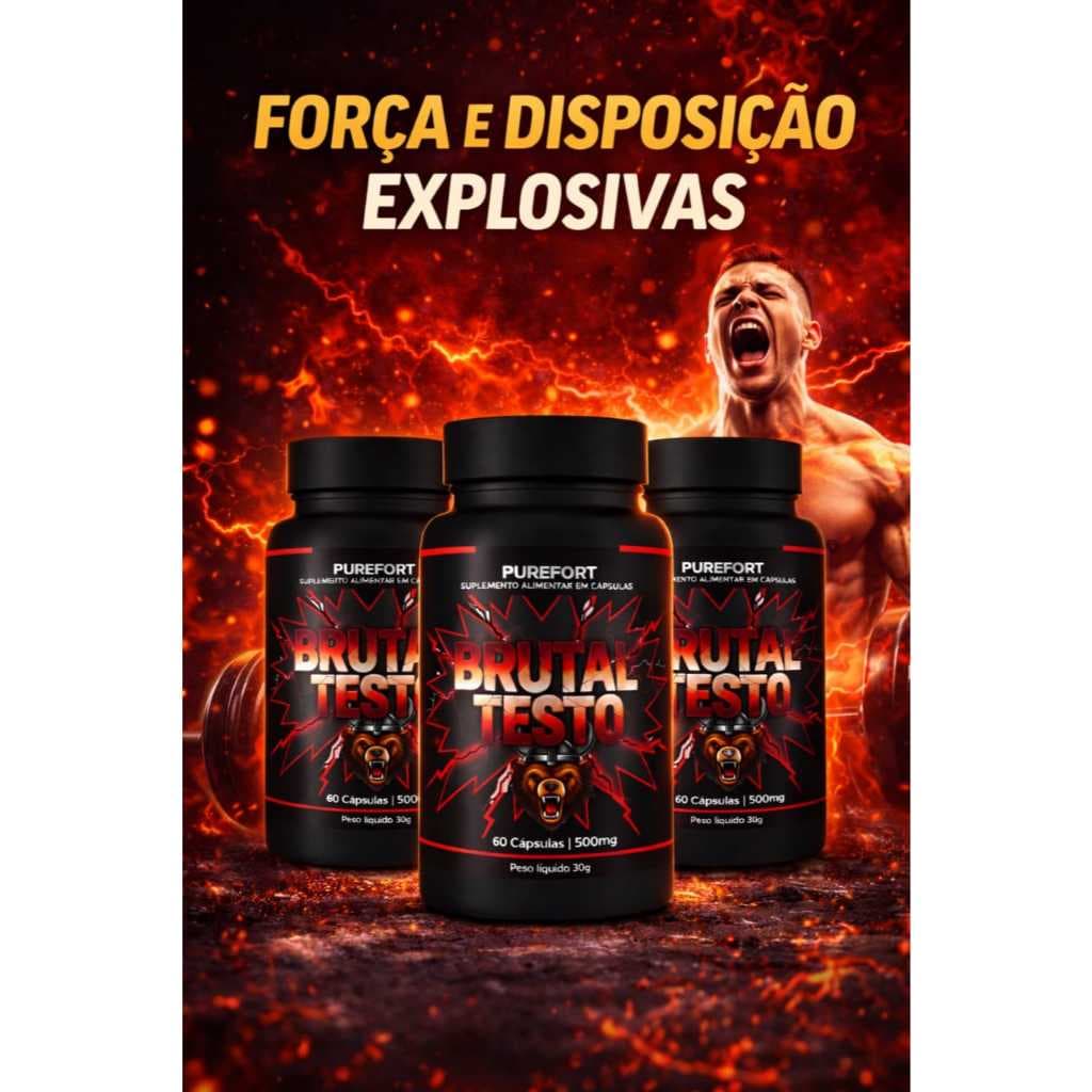 Kit 3 potes - 180 cápsulas I Brutal Testo I Pré Treino Masculino