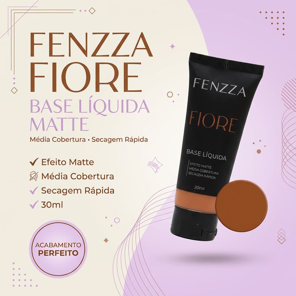 Base Líquida Fiore Base Líquida Fiore Fenzza – Cobertura Uniforme e Acabamento Natural