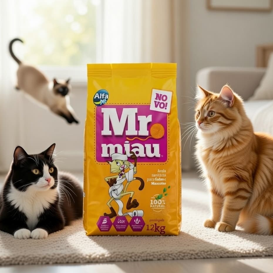 Areia Sanitária Higiênica Para Gatos Anti Odor Mr. Miau Pacote de 12kg