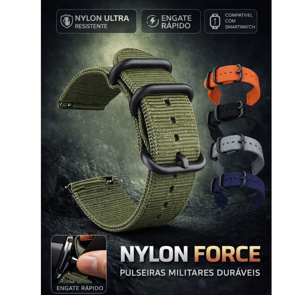 Pulseira Nylon Force Smartwatch Relógio Inteligente Digital e Analógico Pinos de Engate Rápido