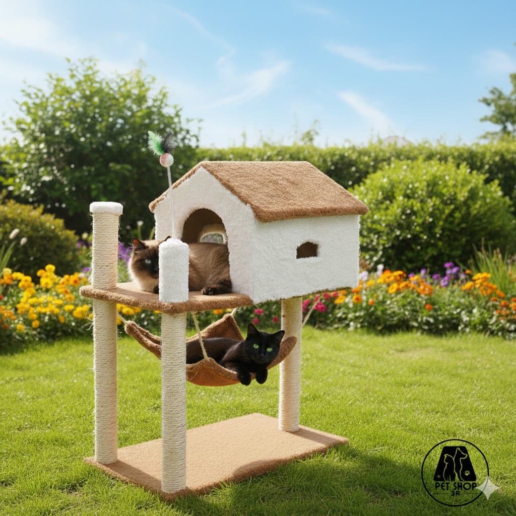 Aranhador Para Gatos Com Casinha e Rede 2 andar R3pet shop