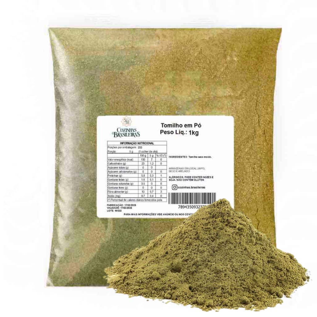 Cozinhas Brasileiras tempero tomilho moído tempero premium p/ carnes aves peixe 200g, 500g, 1kg