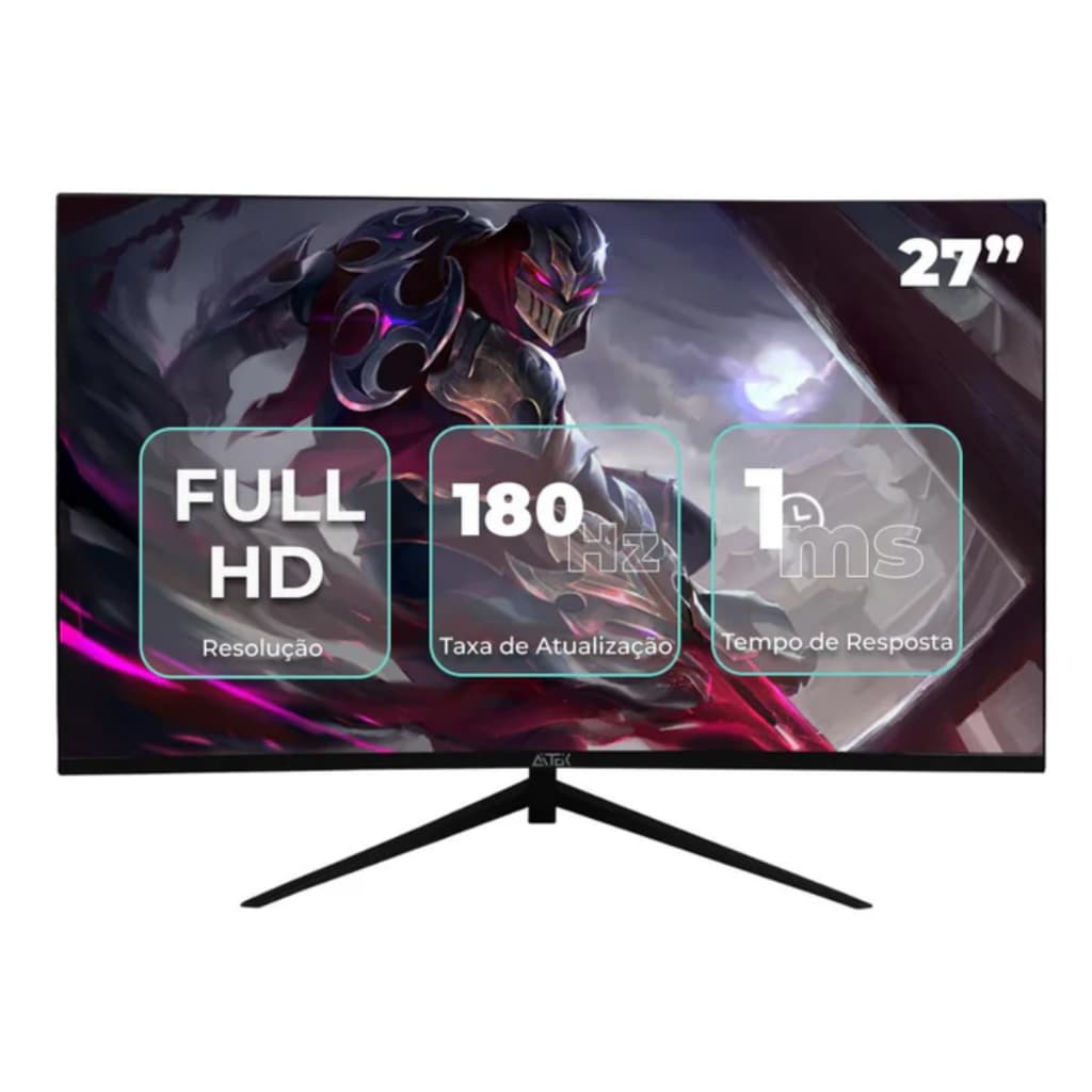Monitor Gamer Curvo 27” Full HD 180Hz 1ms HDMI Bivolt  Alta Imersão e Fluidez para Jogos