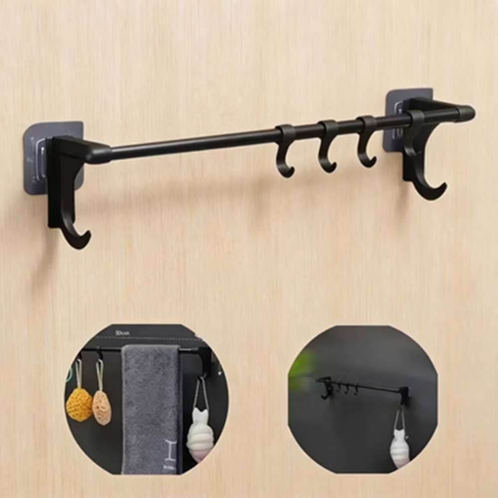 Porta Toalha Duplo Para Banheiro Cozinha Com Suporte e Adesivo Multiuso