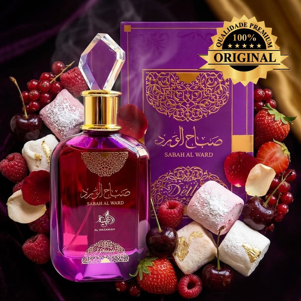 Perfume Sabah Al Ward Delillah 100ml Feminino Original Importado Doce Frutado Baunilha Alta Fixação
