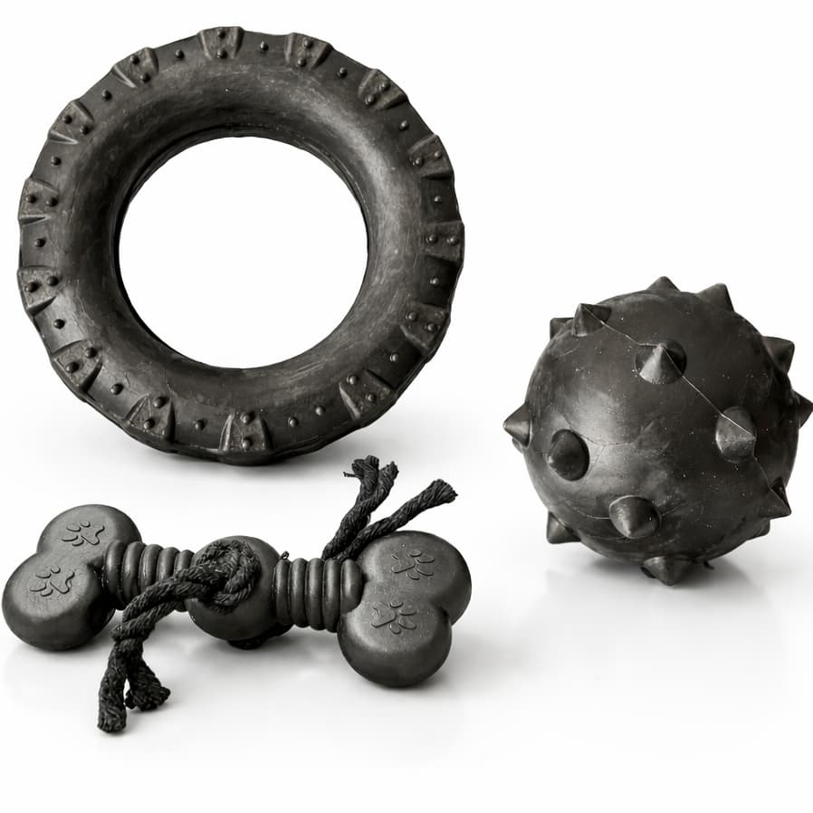 Kit Brinquedo Cachorro Grande Porte Mordedor Borracha Resistente Pneu Bola Cravo Osso Anti Estresse