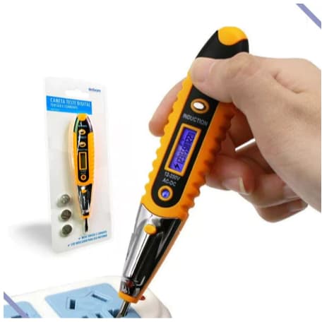 Caneta Teste Chave Digital Eletricista Com Lanterna Detector Tensão Com Sensibilidade Ajustável