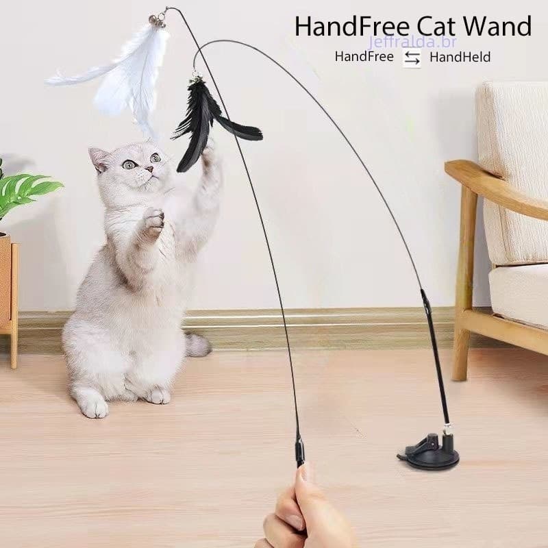 Brinquedo Varinha Gato Penas Pássaro Com Ventosa Fixa No Chão