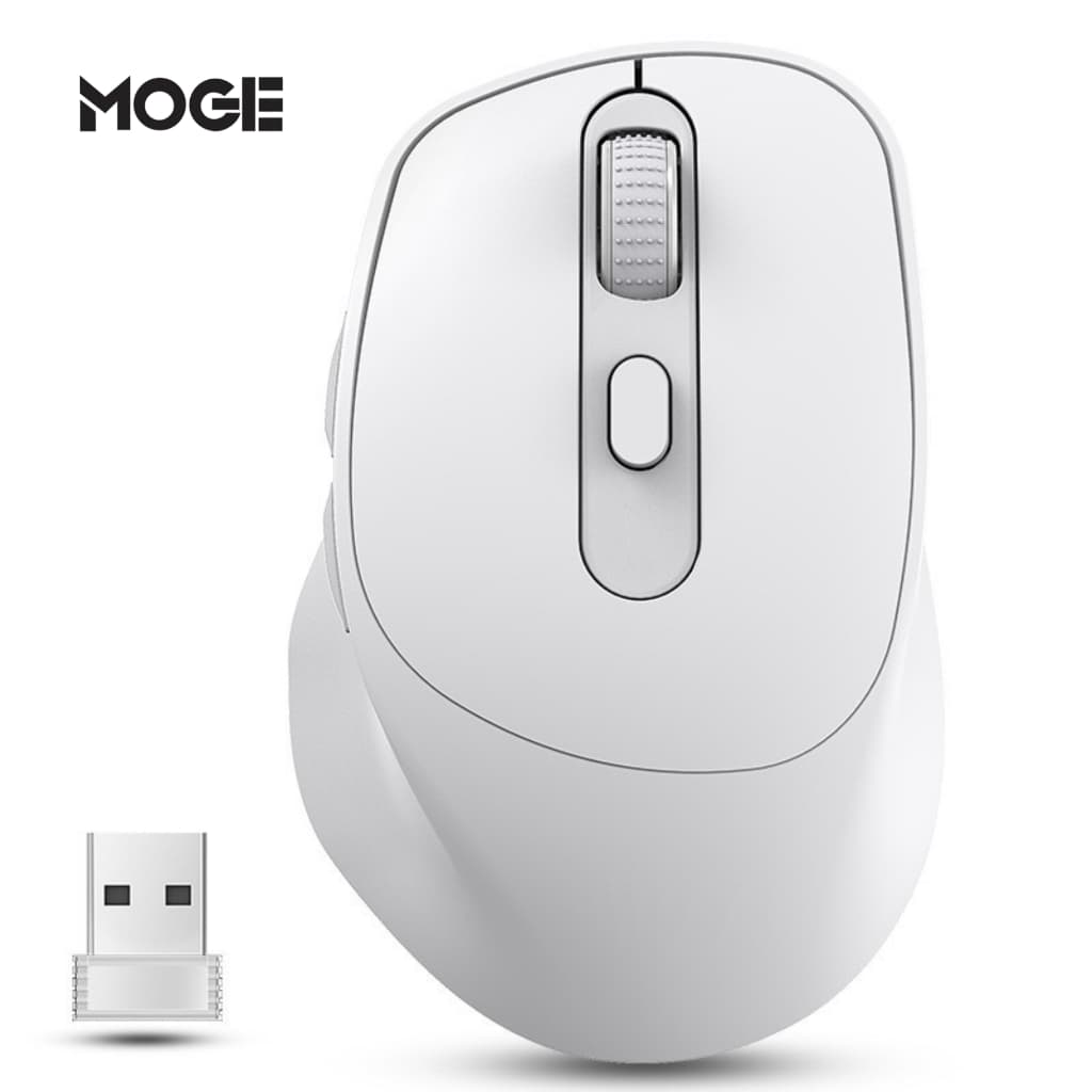 Mouse Sem Fio 2.4G + Bluetooth | Recarregável | 1600 DPI | 6 Botões | Ergonômico