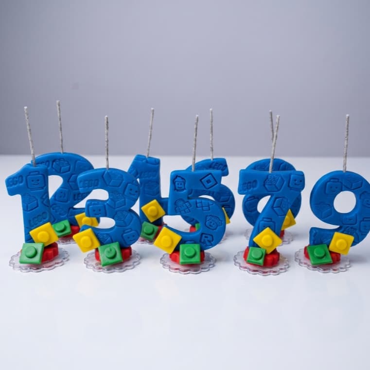 Vela Em Biscuit Lego Blocos De Montar - CARIMBO  FULL- 1,2,3,4,5,6,7,8,9