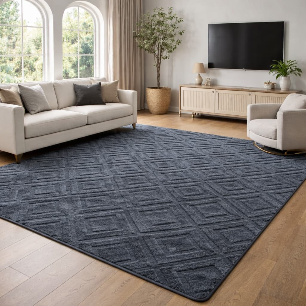 Tapete Sala Geométrico 2,00x1,40 Antiderrapante Pelo Baixo Fácil de Limpar