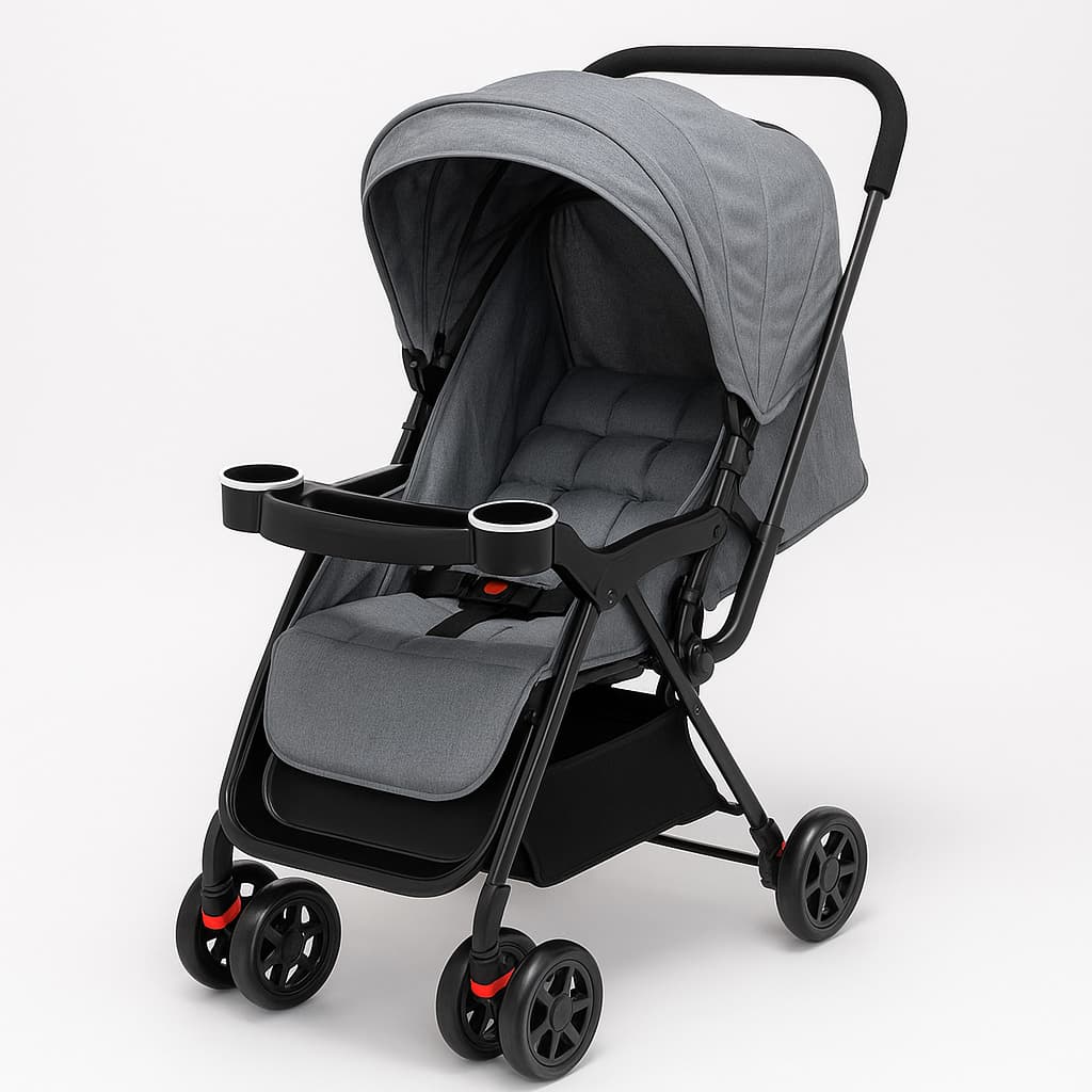 Carrinho Bebê Passeio Azul ou Preto Reclinável Conforto Compacto Dobrável Acolchoado Suporta 20kg