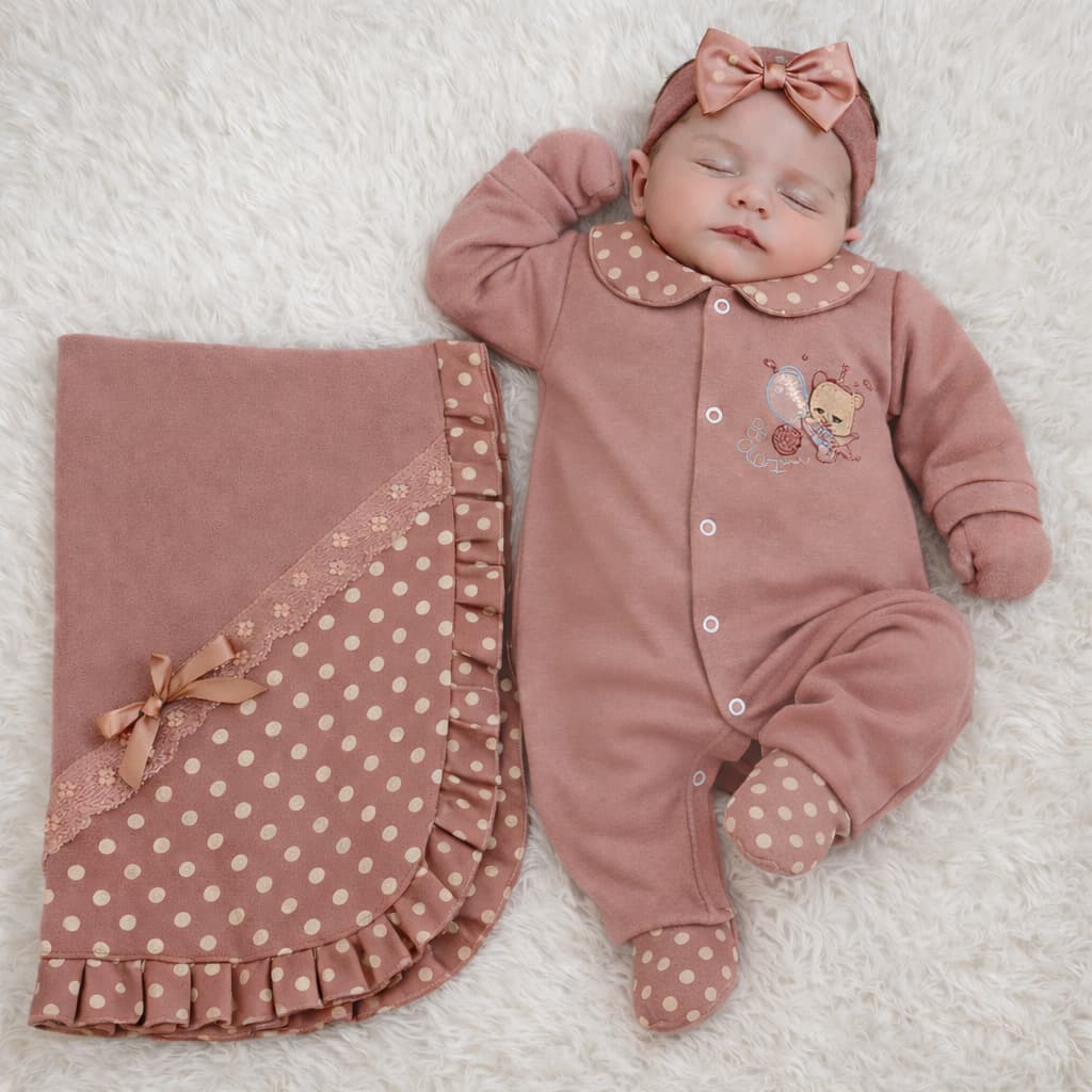 Saida de Maternidade Para Menina Vermelha Rosa Bebe 5 Pçs 100% Algodão Pronta Entrega Promoção