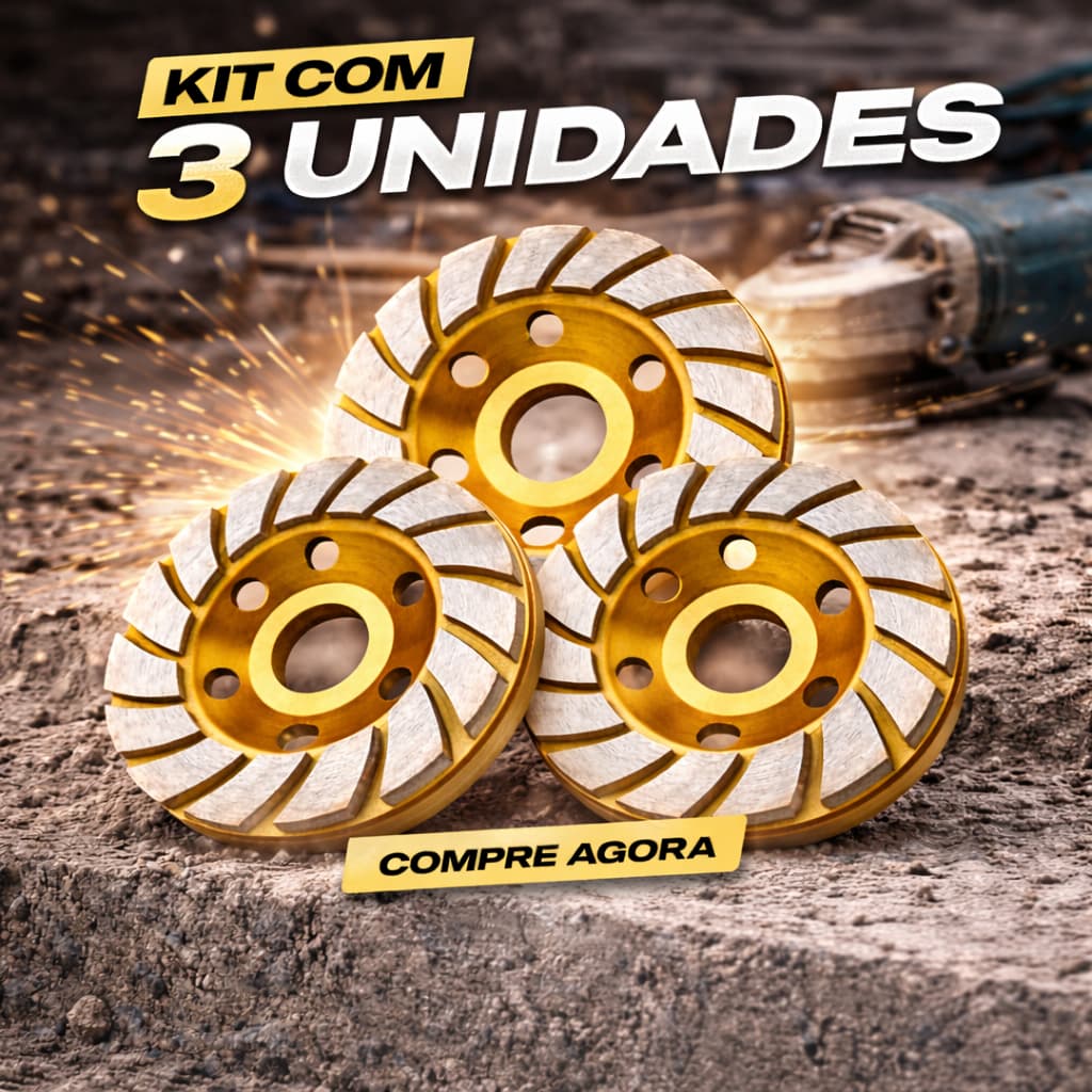 03 Rebolo Diamantado Disco Desbaste Esmerilhadeira Concreto