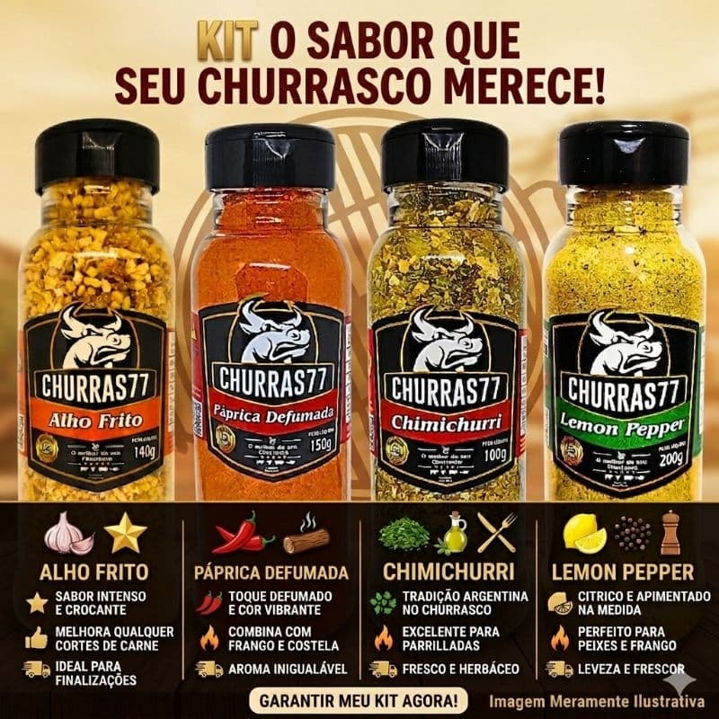 Kit Temperos Mr. Churras Premium Naturais Condimentos Gourmet