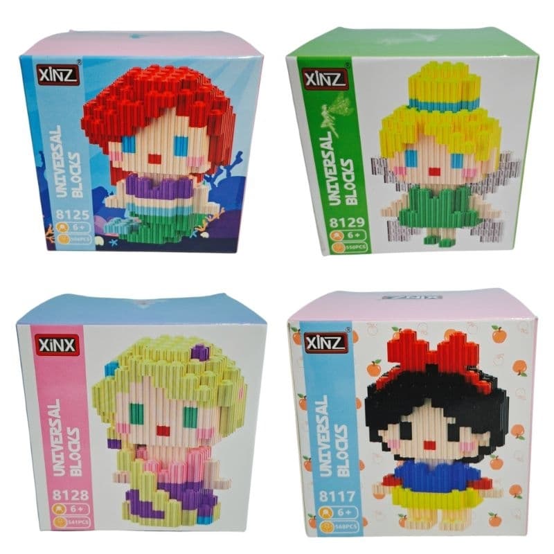 Mini Blocos de Montar estilo lego Princesas Ariel Tinker Bell Rapunzel Branca de Neve Nano Blocks Infantil