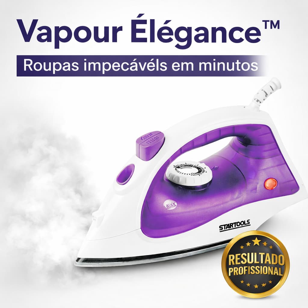 Ferro de Passar a Vapor Potente 127V Antiaderente Vapor Contínuo Roupa - Startools