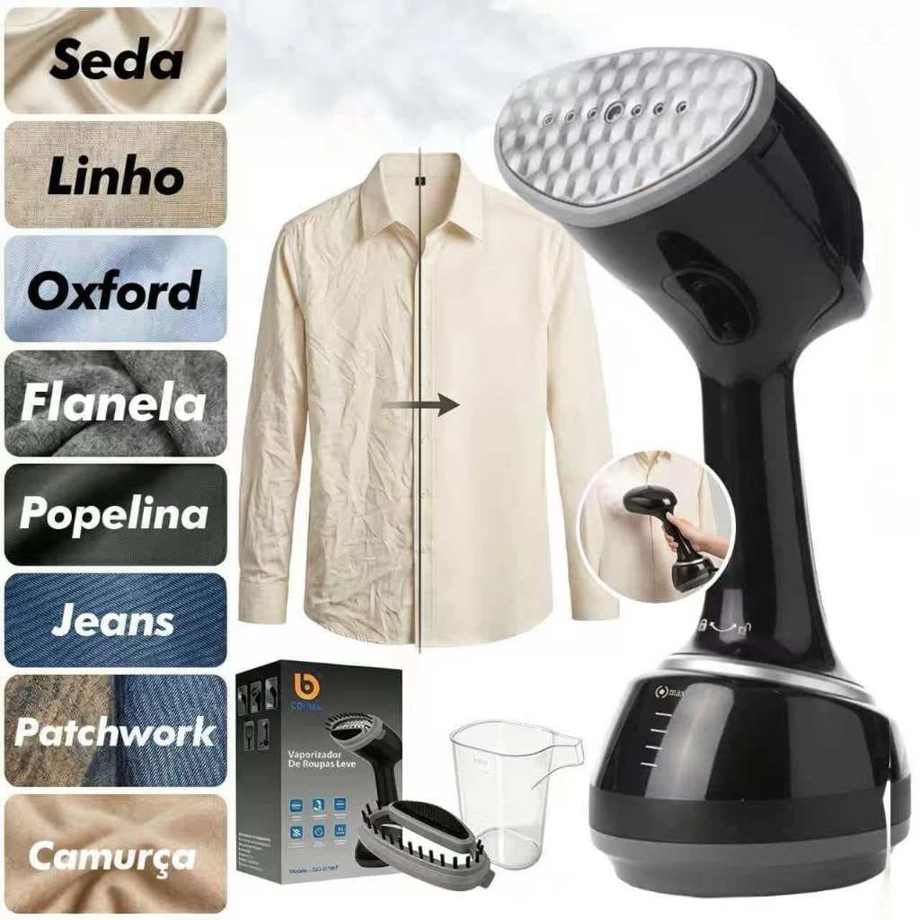 Passadeira A Vapor Portátil Vaporizador Ferro Luxo 3 em 1 127V Potência 1400W roupas estofados e cortinas sem amassados