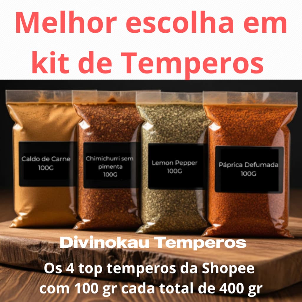 KIT TEMPEROS E CONDIMENTOS 4 uni de 100 GR CADA Divinokau Temperos