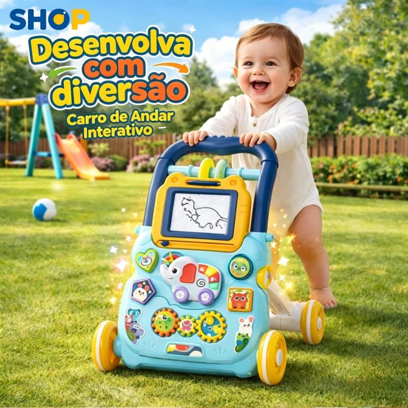 Andador Infantil Didático Musical Empurrador Bebê Quadro Magico Educativo P20