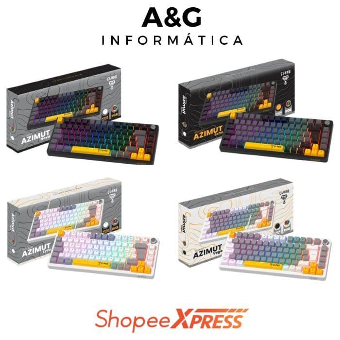 Teclado Gamer Mecanico 75% Azimut RGB CLAM Switch Hot-Swap 84 Teclas Software Próprio