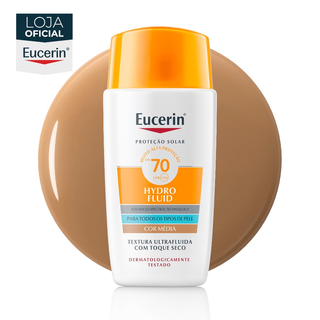 EUCERIN Sun Protetor Solar Facial Hydro Fluid Cor Média FPS 70 50ml