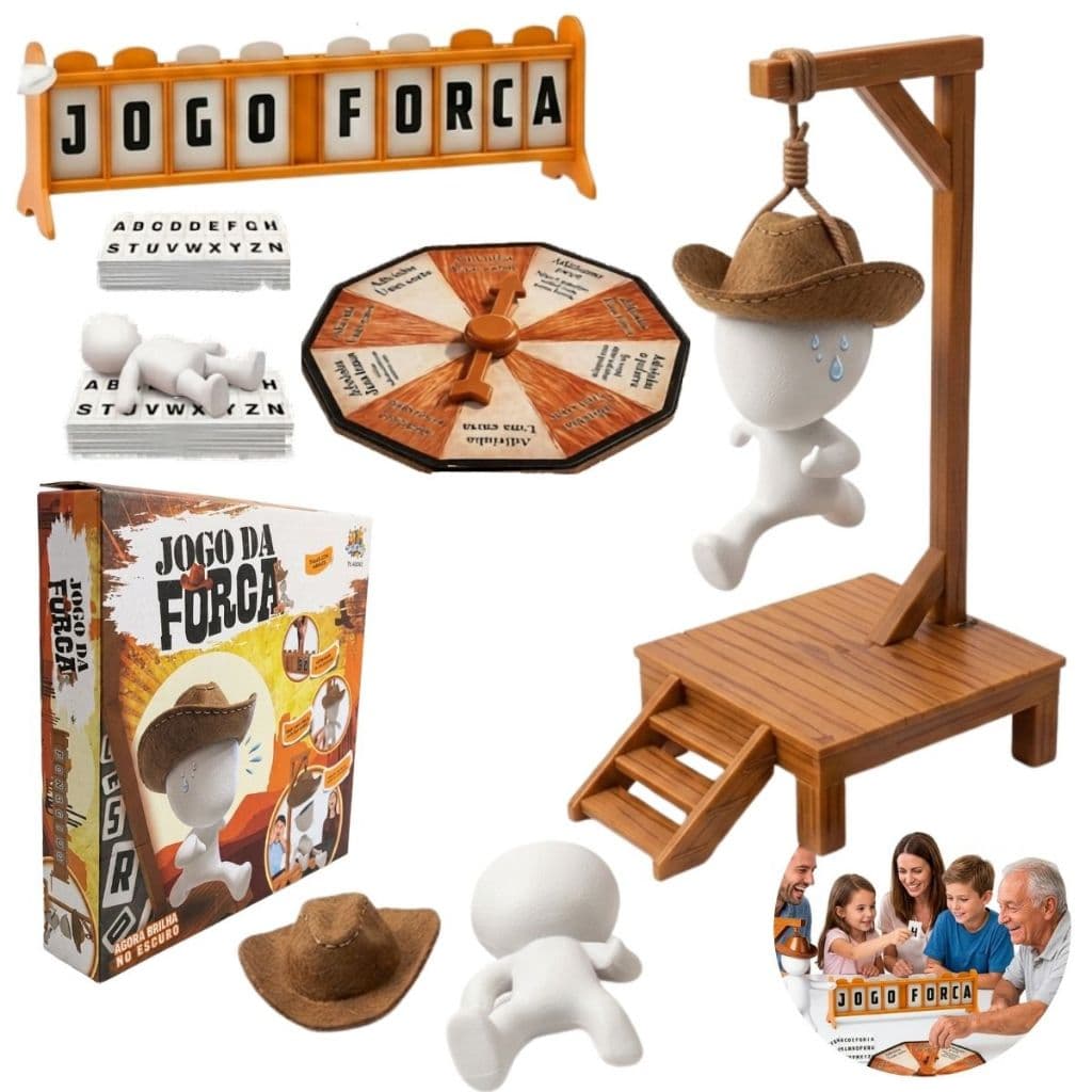 Jogo da Forca Brinquedo Família Interarivo Jogo de Palavras Tabuleiro Caça Palavras
